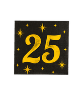 25 Jaar Servetten Zwart Goud 19cm 16st